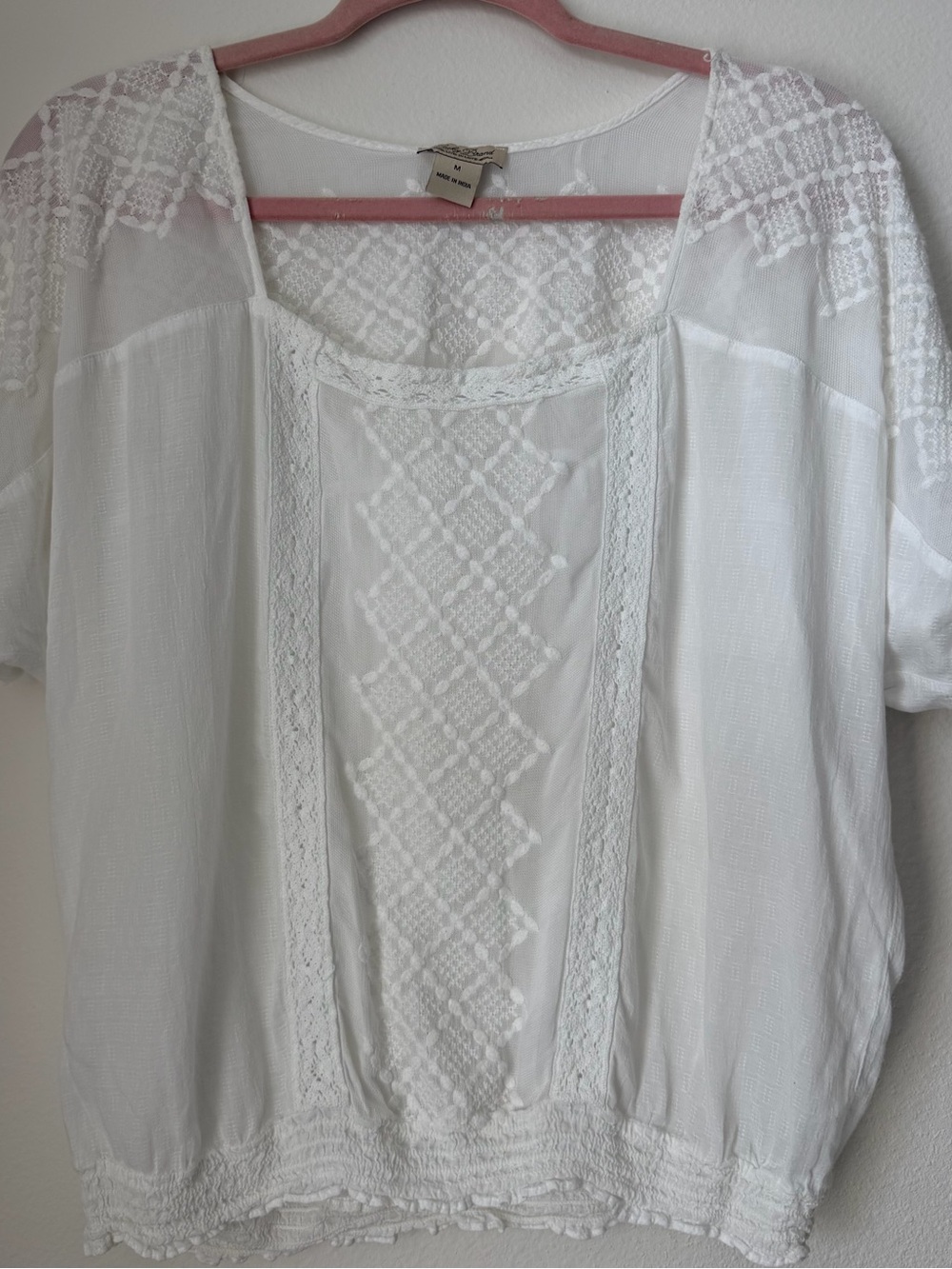 Lucky Brand White Embroidered Boho Women’s Top